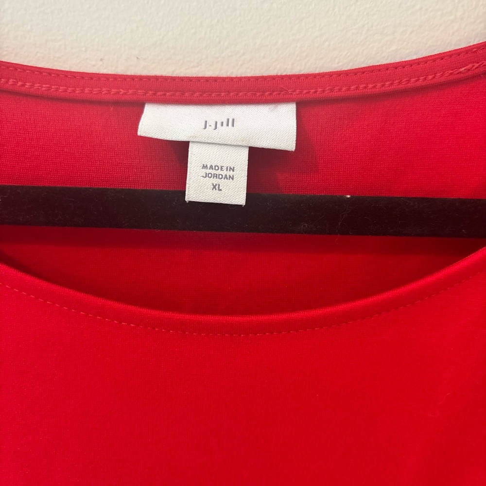 J. Jill Red Midi Dress with Puff Sleeves - Picture 2 of 5